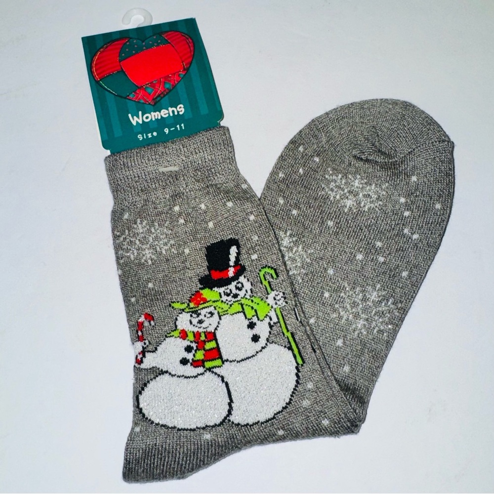 NWT, Vintage 1997 Christmas Snowmen Sparkle Ladies Crew Socks, Sz 9-11 ⛄️